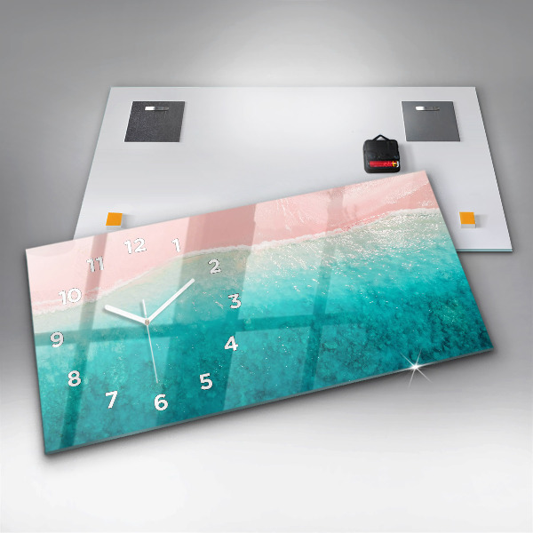 Ceas orizontale de perete din sticlă Plaja cu nisip de mare