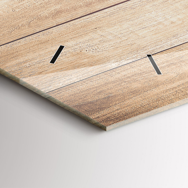 Ceas orizontale de perete din sticlă Textura din lemn