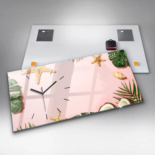 Ceas orizontale de perete din sticlă Dispoziție de vară