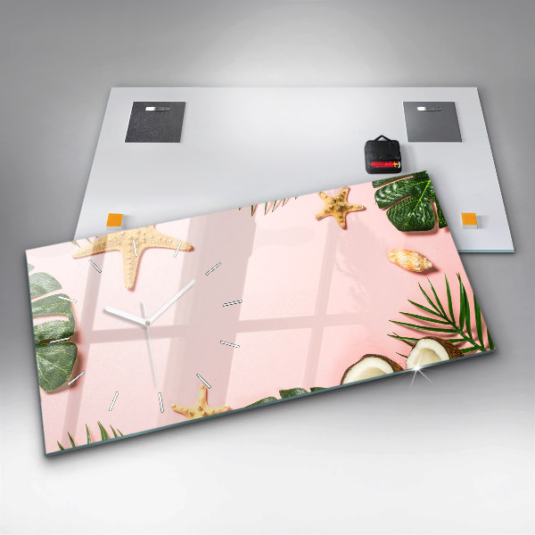 Ceas orizontale de perete din sticlă Dispoziție de vară