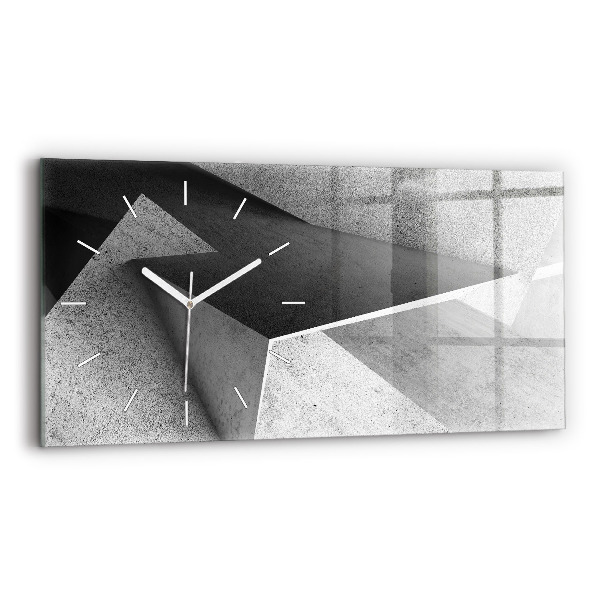 Ceas orizontale de perete din sticlă Triunghiuri abstracte