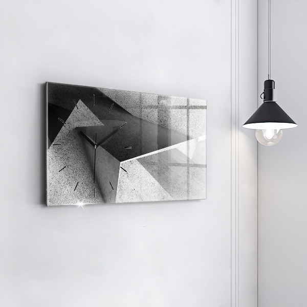 Ceas orizontale de perete din sticlă Triunghiuri abstracte
