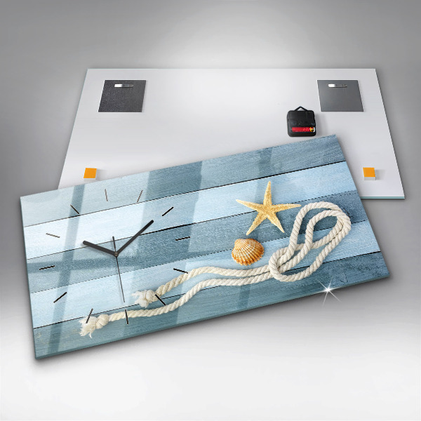 Ceas orizontale de perete din sticlă Scânduri în dungi și un papion