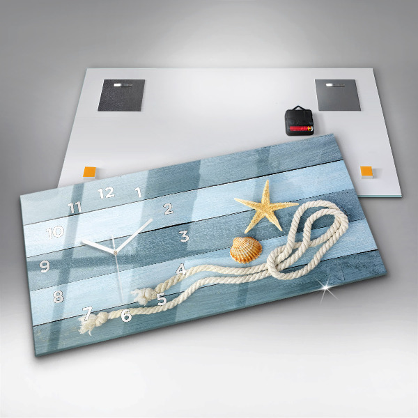 Ceas orizontale de perete din sticlă Scânduri în dungi și un papion