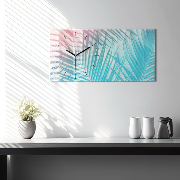 Ceas orizontale de perete din sticlă Palmier tropical