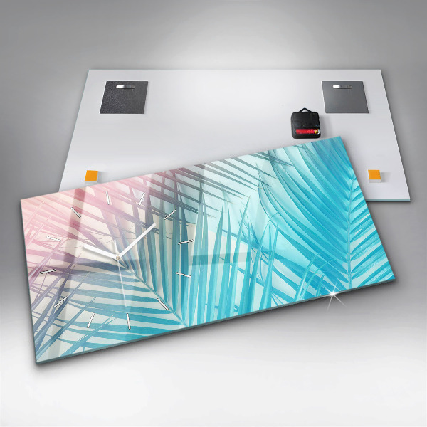 Ceas orizontale de perete din sticlă Palmier tropical