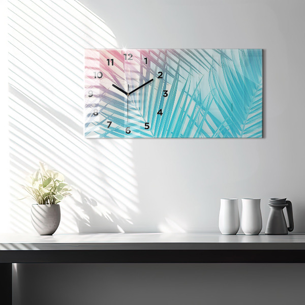 Ceas orizontale de perete din sticlă Palmier tropical