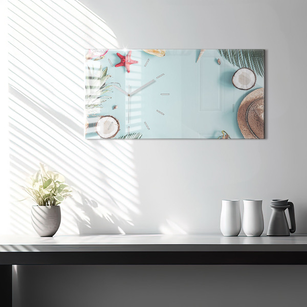 Ceas orizontale de perete din sticlă Compoziție de vară