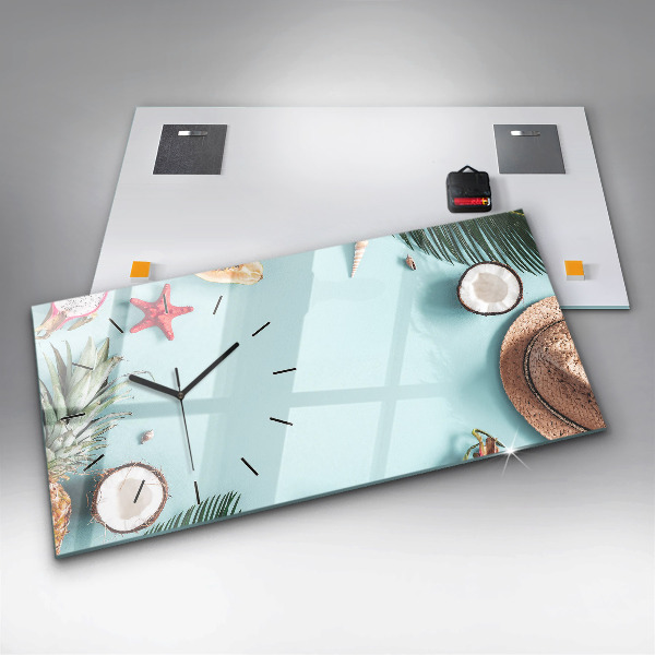 Ceas orizontale de perete din sticlă Compoziție de vară