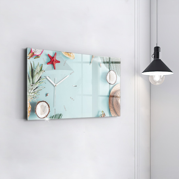 Ceas orizontale de perete din sticlă Compoziție de vară