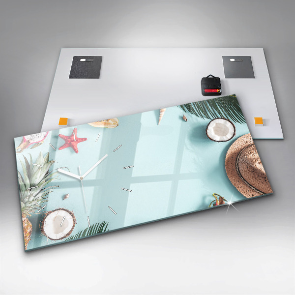 Ceas orizontale de perete din sticlă Compoziție de vară