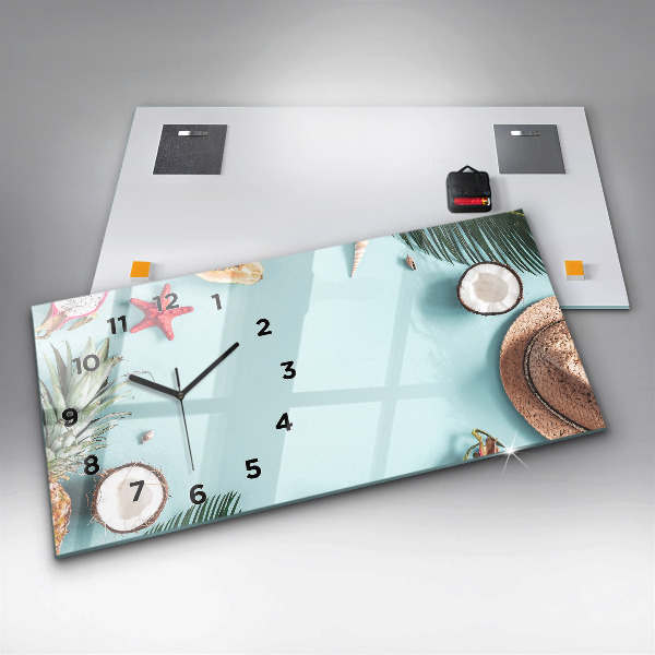 Ceas orizontale de perete din sticlă Compoziție de vară