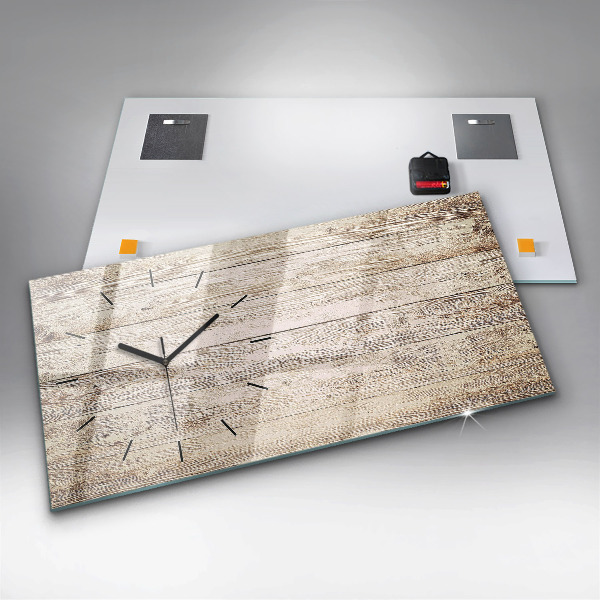 Ceas orizontale de perete din sticlă Panouri din lemn