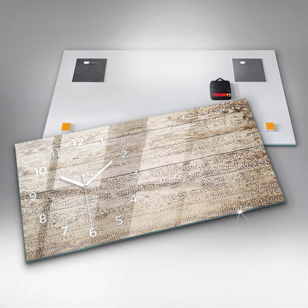 Ceas orizontale de perete din sticlă Panouri din lemn