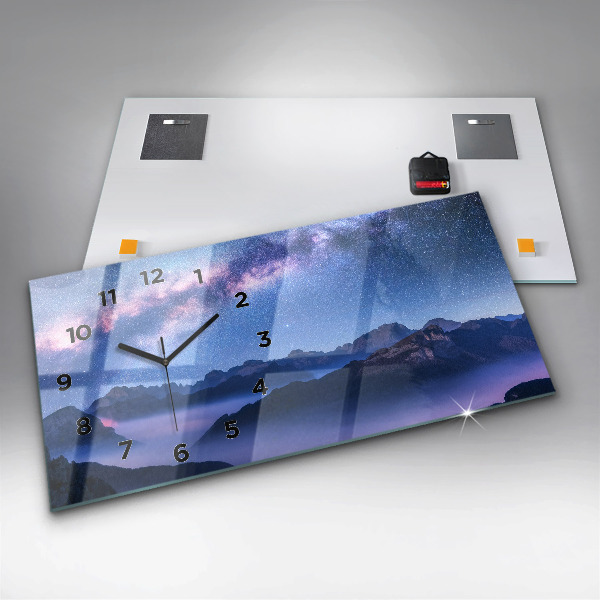 Ceas orizontale de perete din sticlă Calea lactee