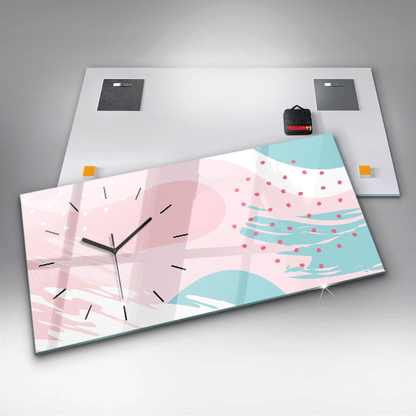 Ceas orizontale de perete din sticlă Abstracția pastelului
