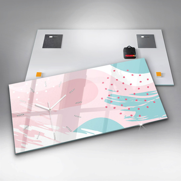 Ceas orizontale de perete din sticlă Abstracția pastelului