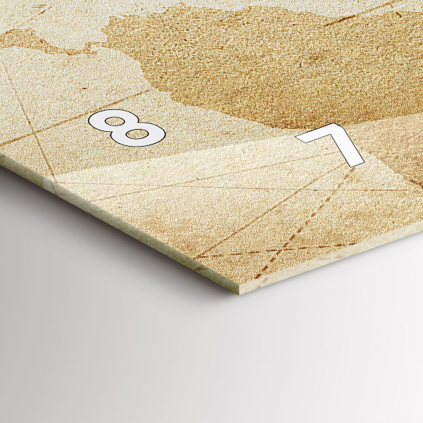 Ceas orizontale de perete din sticlă Harta lumii vintage