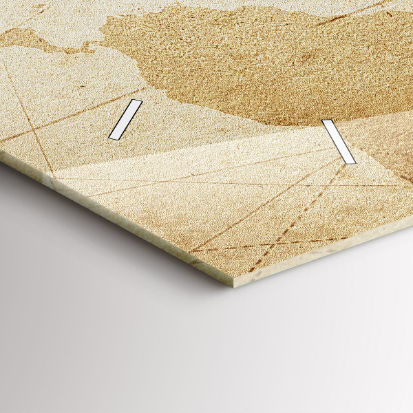 Ceas orizontale de perete din sticlă Harta lumii vintage