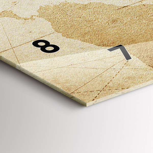 Ceas orizontale de perete din sticlă Harta lumii vintage