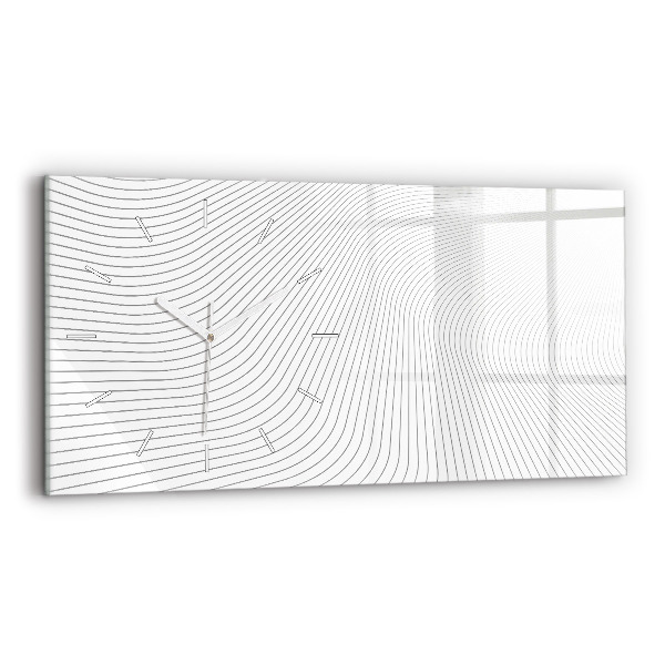 Ceas orizontale de perete din sticlă Linii abstracte