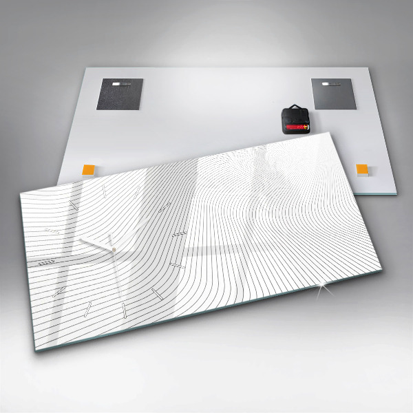 Ceas orizontale de perete din sticlă Linii abstracte