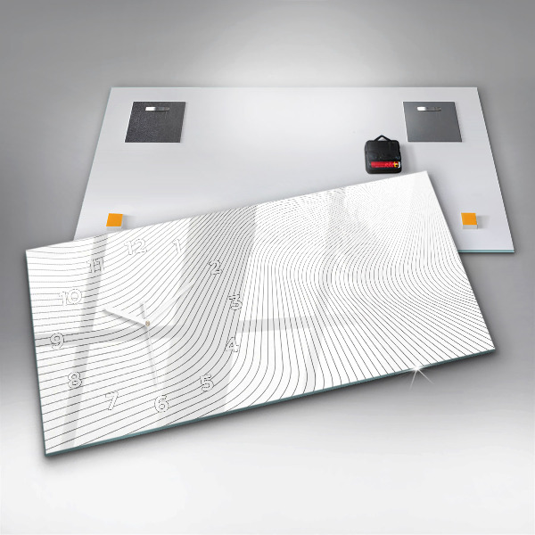 Ceas orizontale de perete din sticlă Linii abstracte