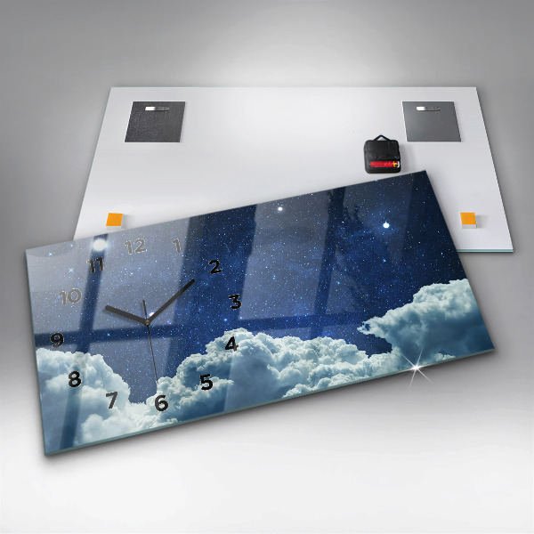 Ceas orizontale de perete din sticlă cerul de noapte