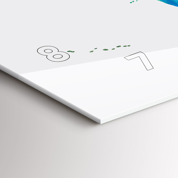 Ceas orizontale de perete din sticlă Harta lumii acuarela