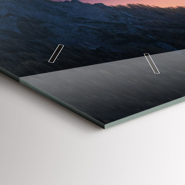 Ceas orizontale de perete din sticlă Peisaj de vârfuri muntoase