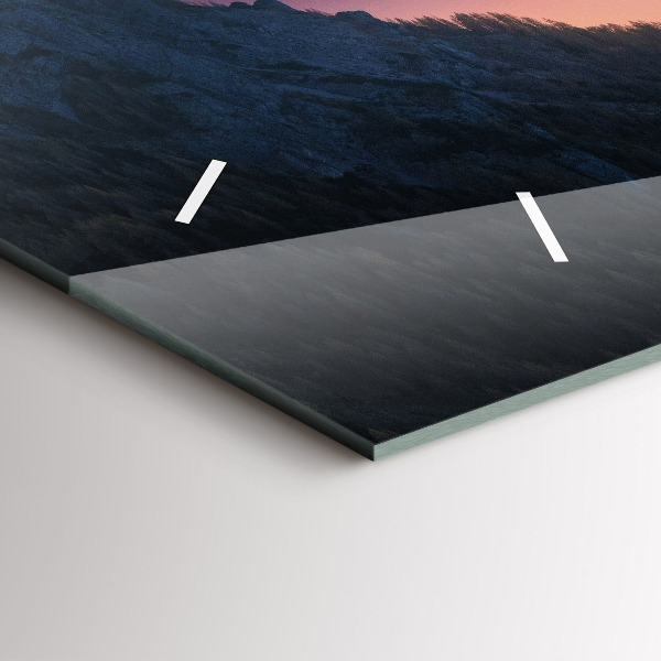 Ceas orizontale de perete din sticlă Peisaj de vârfuri muntoase