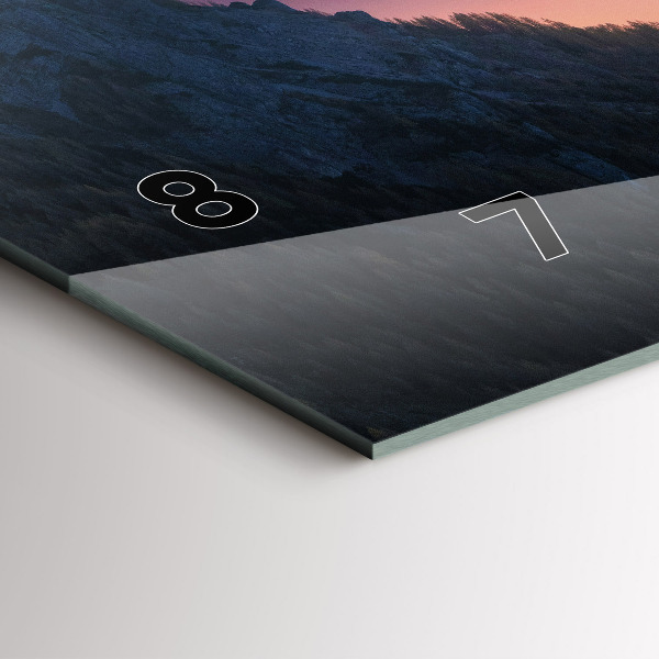 Ceas orizontale de perete din sticlă Peisaj de vârfuri muntoase