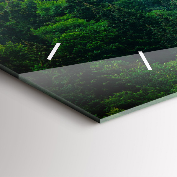 Ceas orizontale de perete din sticlă Pădure cețoasă