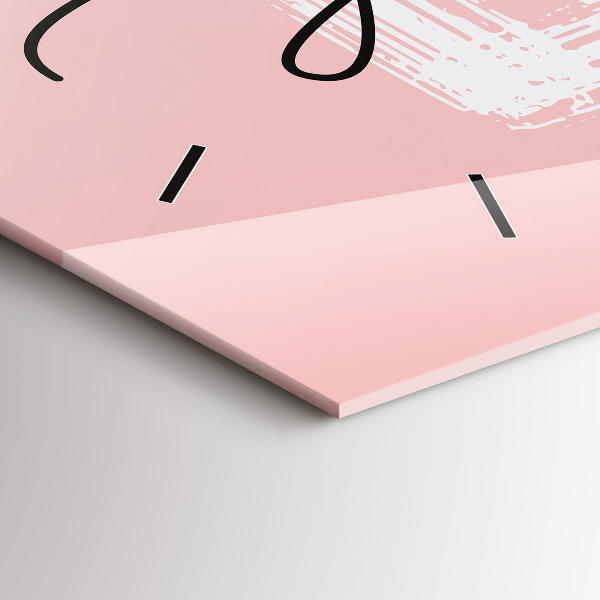 Ceas orizontale de perete din sticlă Inscripție Iubește-te pe tine însuți