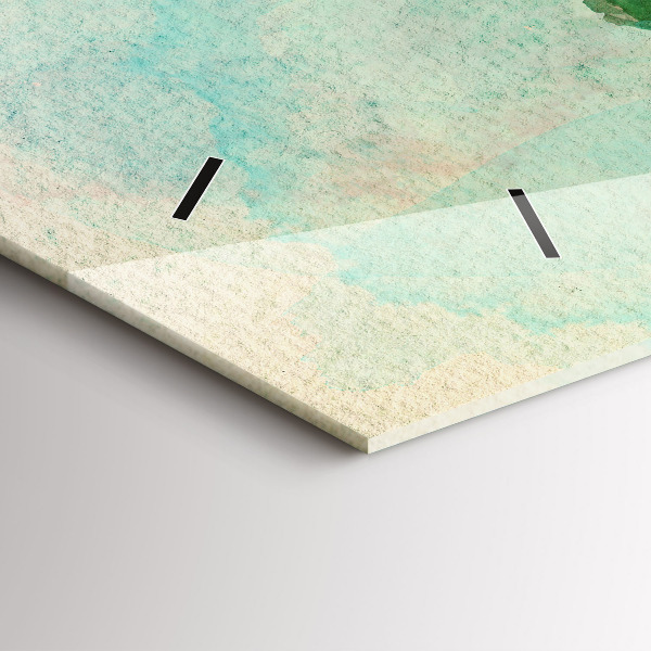 Ceas orizontale de perete din sticlă Harta lumii acuarela