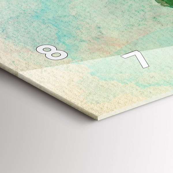 Ceas orizontale de perete din sticlă Harta lumii acuarela