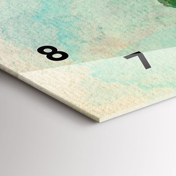 Ceas orizontale de perete din sticlă Harta lumii acuarela