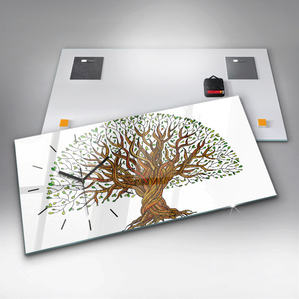 Ceas orizontale de perete din sticlă Rădăcinile copacilor