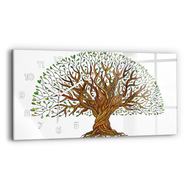 Ceas orizontale de perete din sticlă Rădăcinile copacilor