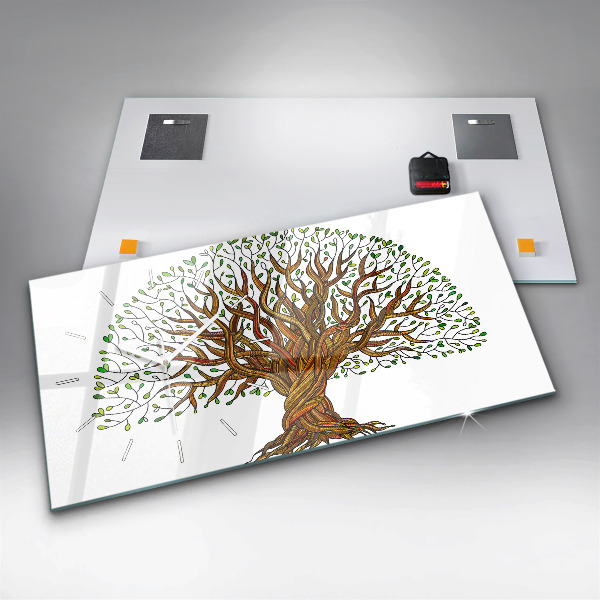 Ceas orizontale de perete din sticlă Rădăcinile copacilor