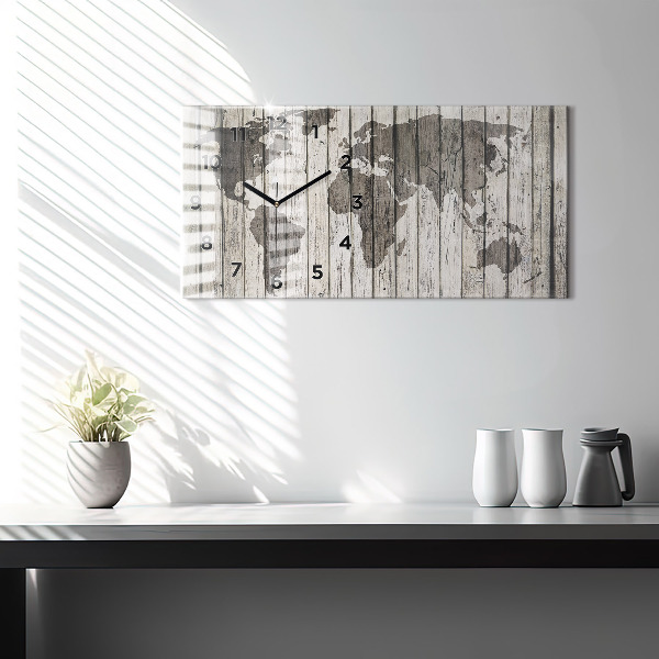 Ceas orizontale de perete din sticlă Board Harta lumii