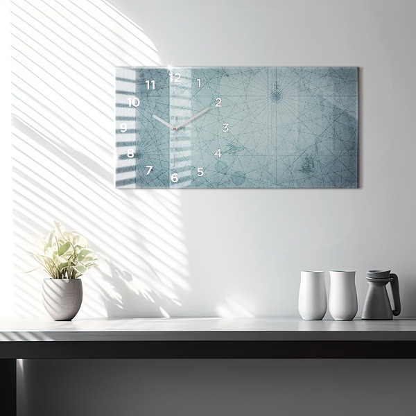 Ceas orizontale de perete din sticlă Harta de epocă
