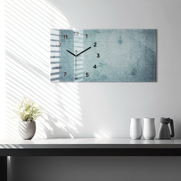Ceas orizontale de perete din sticlă Harta de epocă