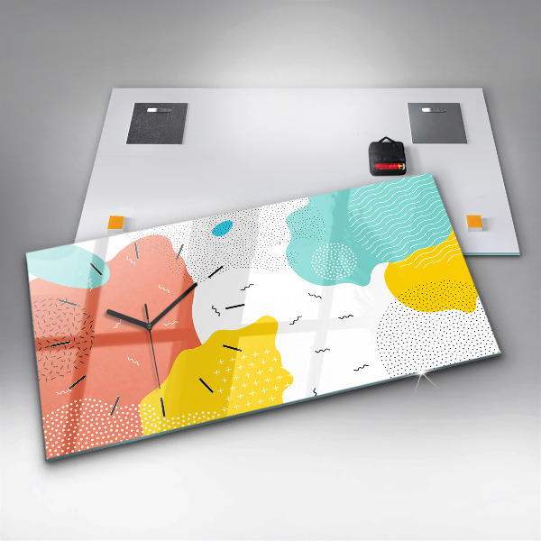 Ceas orizontale de perete din sticlă Abstracția POP