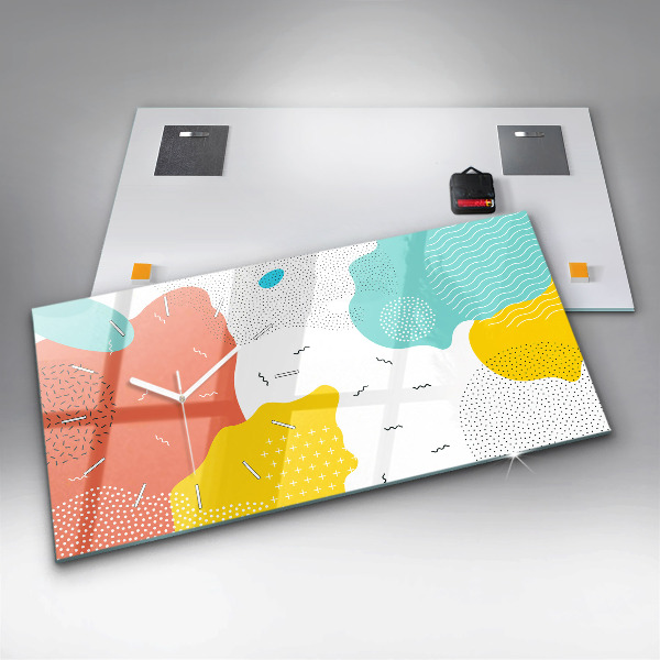 Ceas orizontale de perete din sticlă Abstracția POP