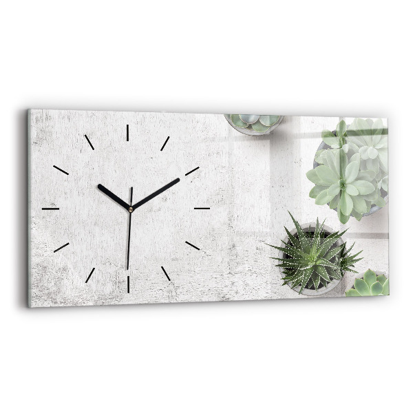 Ceas orizontale de perete din sticlă Plante decorative