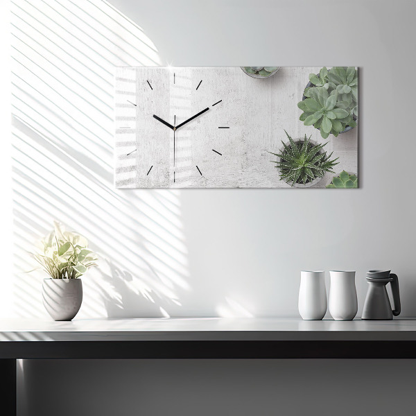 Ceas orizontale de perete din sticlă Plante decorative