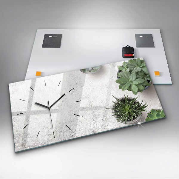 Ceas orizontale de perete din sticlă Plante decorative