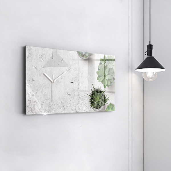Ceas orizontale de perete din sticlă Plante decorative