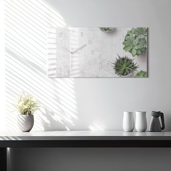 Ceas orizontale de perete din sticlă Plante decorative